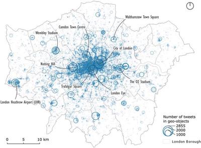  Distribution of distinct point-based geotags in Greater London.